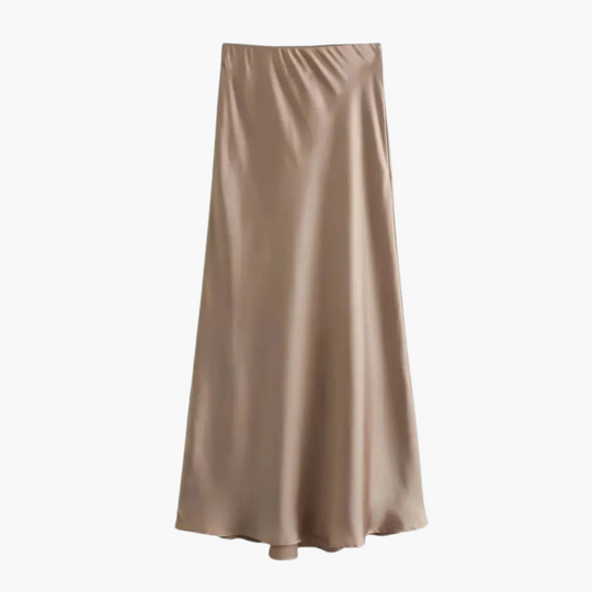 Elegant Satin High-Waist Midi Skirt – Women's Flattering Fit