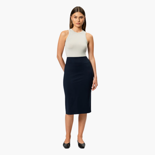 Elegant High Waist Pencil Midi Skirt for Women – Office Ready