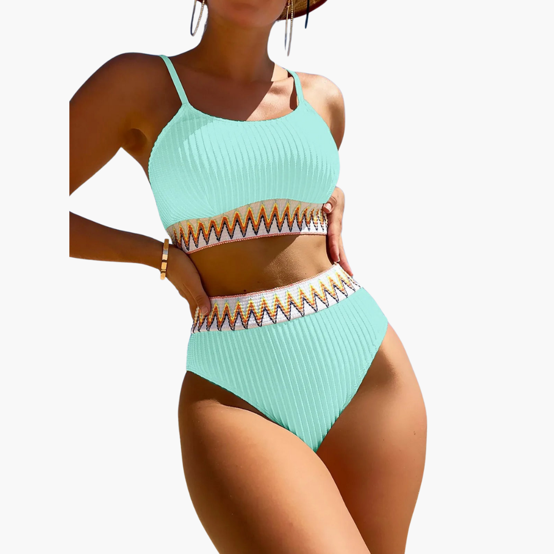 Ribbed High Waist Bikini - Women’s Flattering Swimwear Set