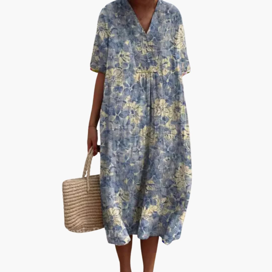 Floral Summer Midi Dress - Lightweight Cotton for Women