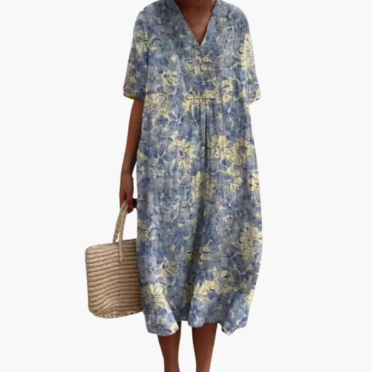Floral Summer Midi Dress - Lightweight Cotton for Women