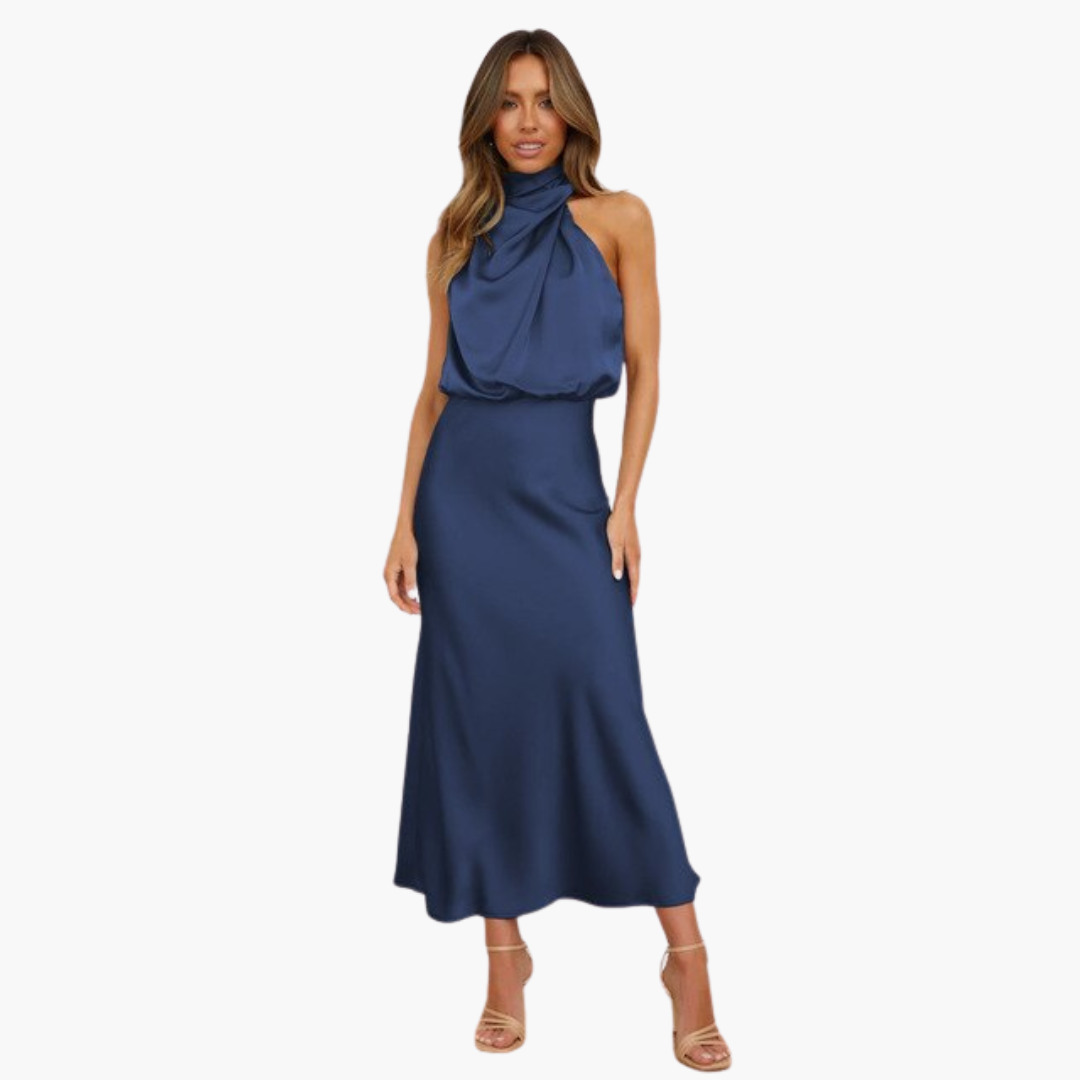 Chic Halter Neck Dress for Women - Elegant Evening Look