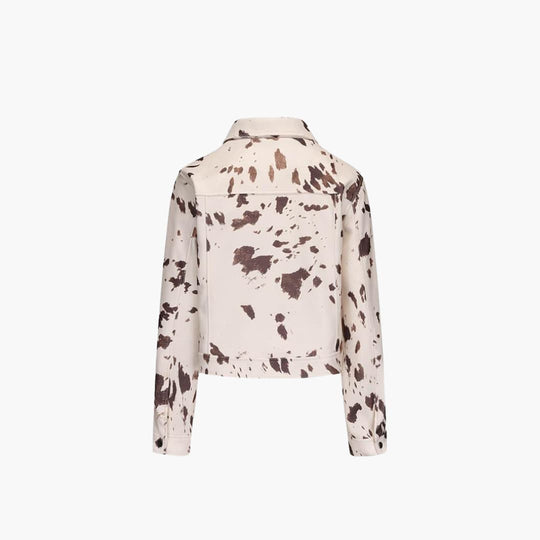 Cow Print Denim Jacket – Women's Western Button-Up Coat