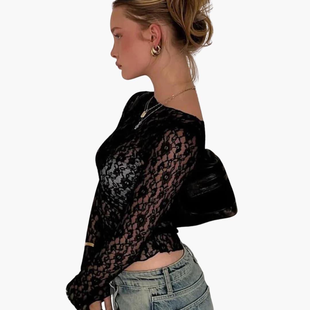 Sheer Lace Blouse for Women - Elegant & Breathable Fit