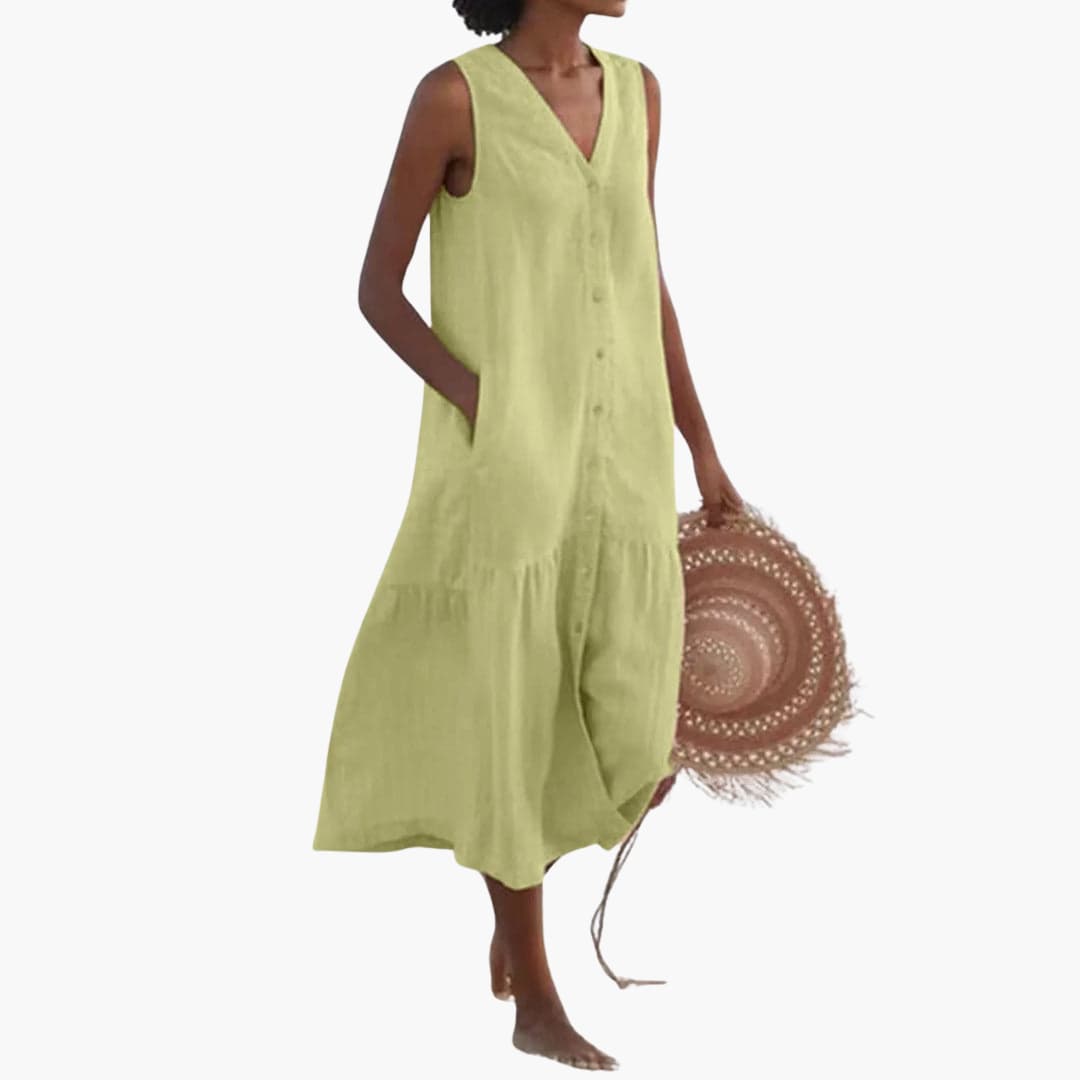 Button-Down Midi Dress for Women - Casual Summer Style - IsabellaMae