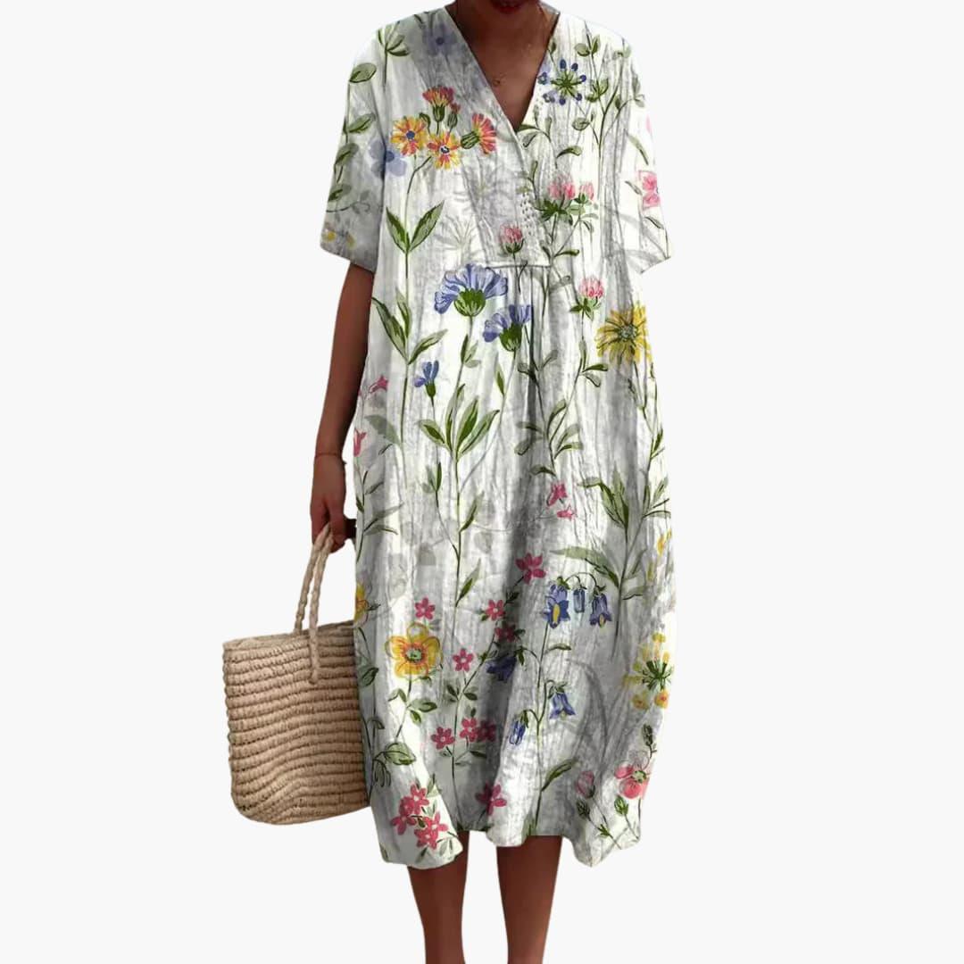 Floral Summer Midi Dress - Lightweight Cotton for Women