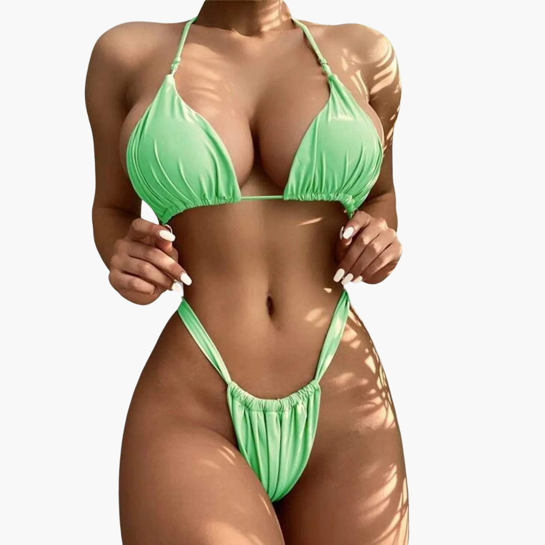 Micro String Bikini - Women’s Triangle Ruched Summer Set