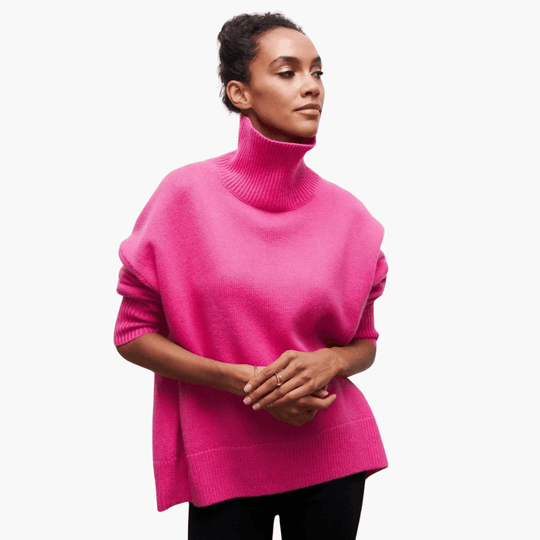 Slim Fit Turtleneck Jumper for Women - Ribbed Knit Style