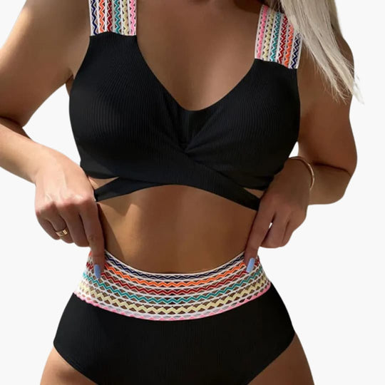 Ribbed High-Waisted Bikini - Women's Two-Piece Swimwear