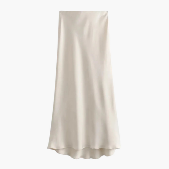 Elegant Satin High-Waist Midi Skirt – Women's Flattering Fit