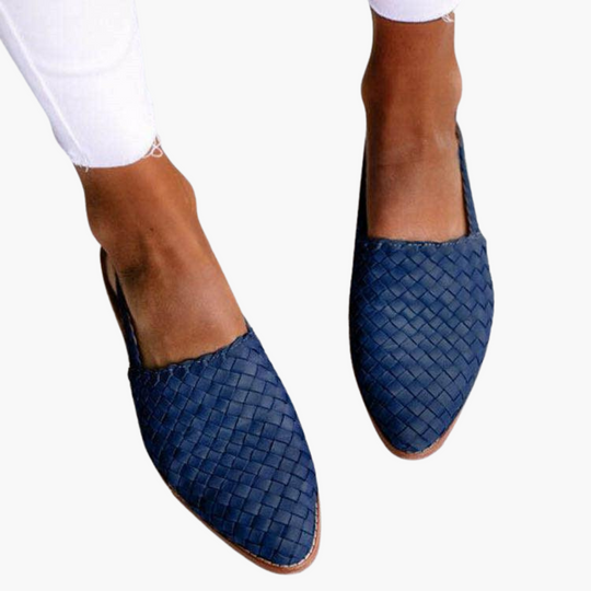 Braided Leather Slingbacks for Women - Flat Summer Shoes - IsabellaMae