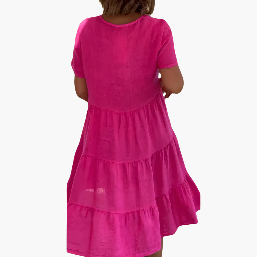 Relaxed Fit V-neck Dress for Women - Casual & Flowing Style