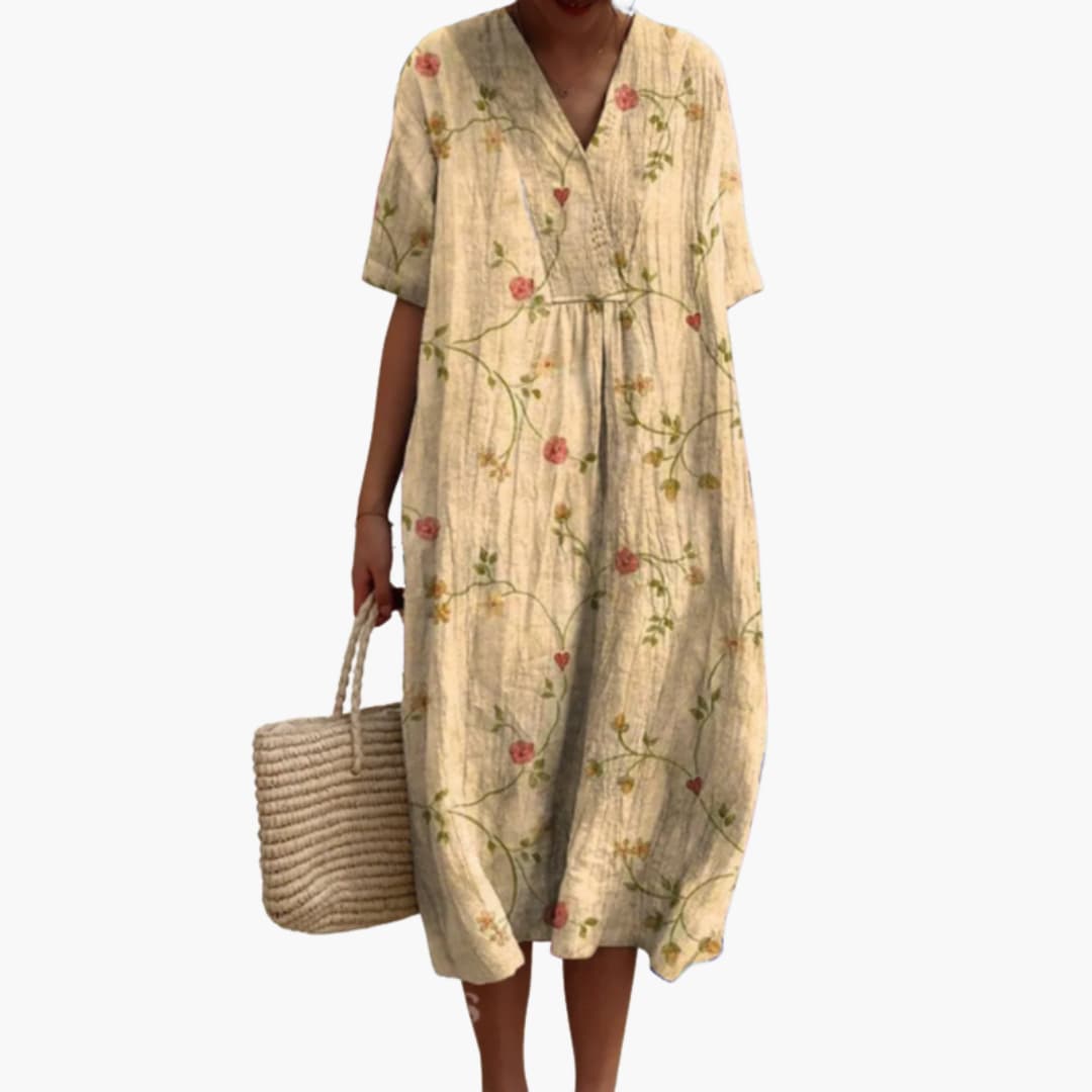 Floral Summer Midi Dress - Lightweight Cotton for Women
