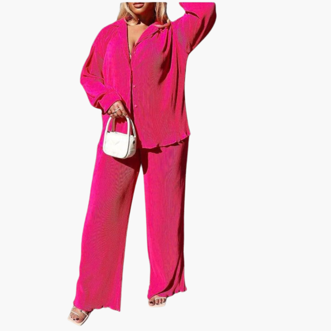 Elegant Pleated Co-ord Set - Women's Summer Outfit