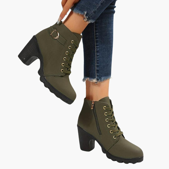 Suede Heeled Ankle Boots – Women's Stylish Winter Footwear