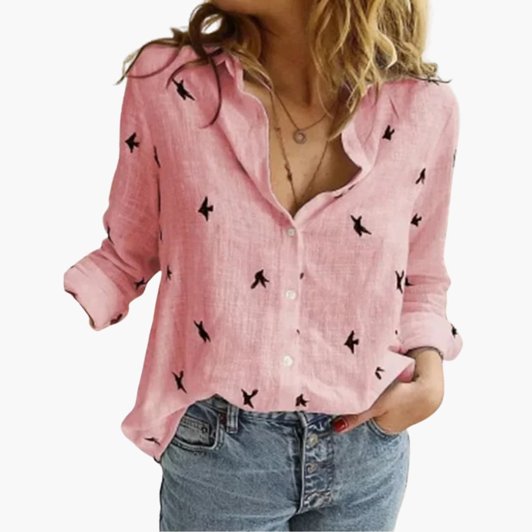 Vintage Floral Blouse - Women's Retro Style Button Shirt