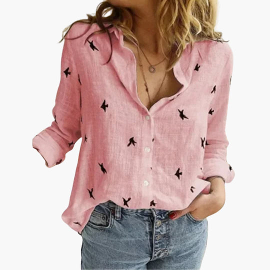 Vintage Floral Blouse - Women's Retro Style Button Shirt