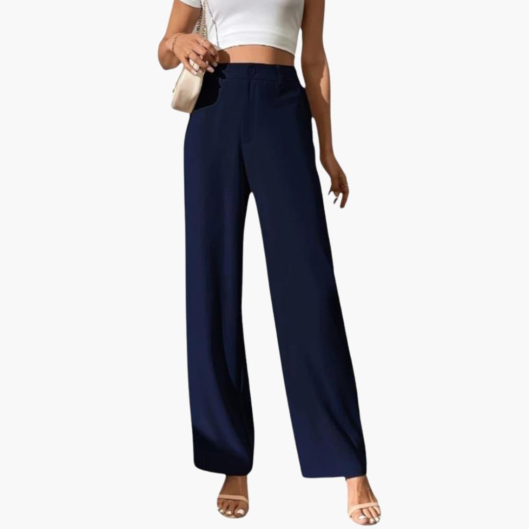 High Waist Wide-Leg Pants - Elegant & Comfortable Fit for Women