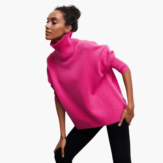 Slim Fit Turtleneck Jumper for Women - Ribbed Knit Style