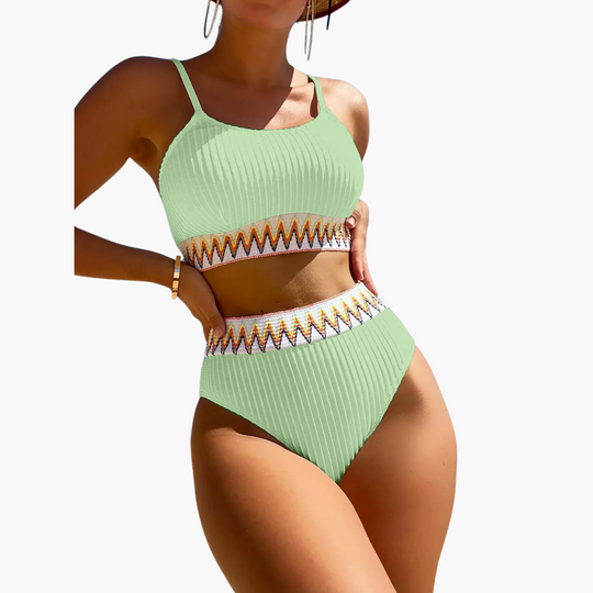 Ribbed High Waist Bikini - Women’s Flattering Swimwear Set