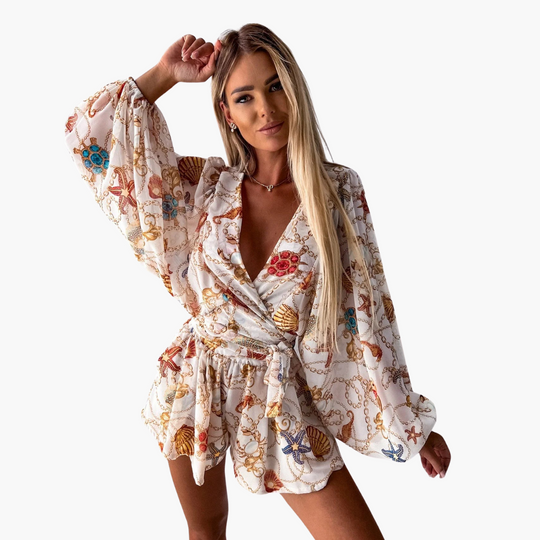 Tropical Wrap Playsuit - Lightweight Women’s Beach Outfit
