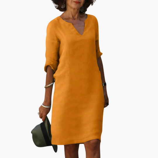 V-neck 3/4 Sleeve Mini Dress for Women - Casual Summer Style