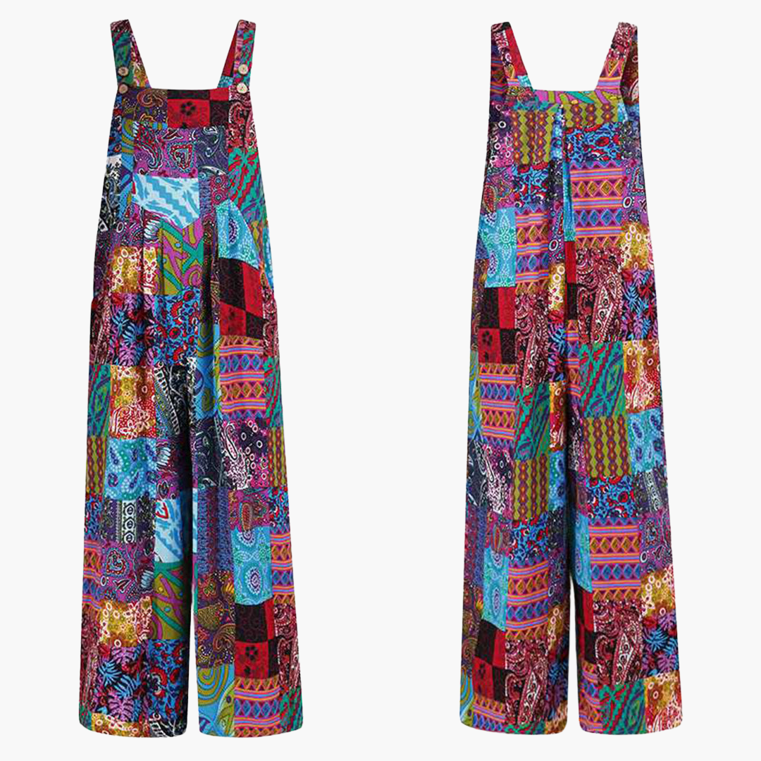 Airy summer jumpsuit - stylish design for women with patchwork