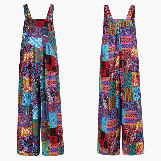 Airy summer jumpsuit - stylish design for women with patchwork