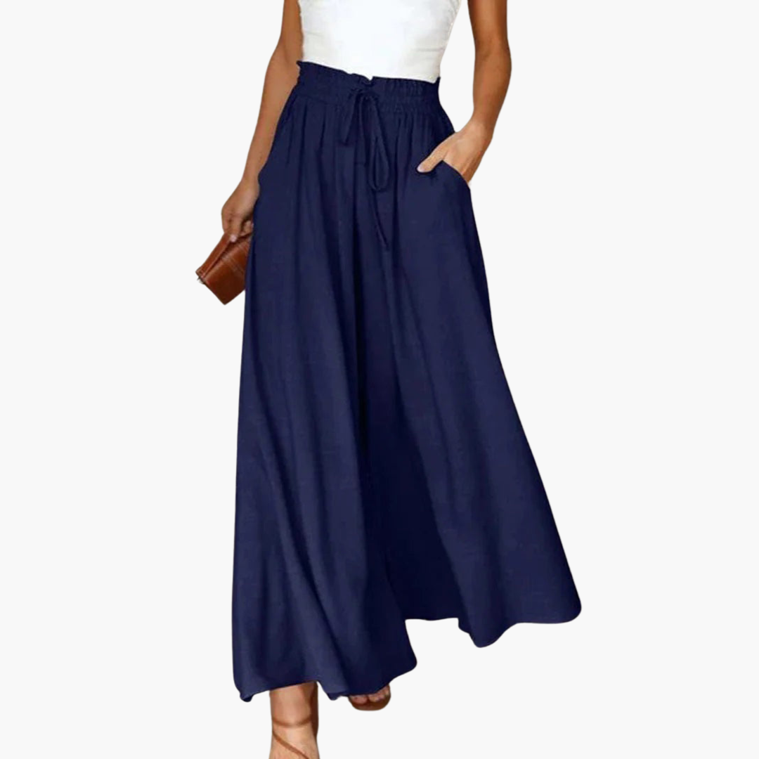 Elegant Wide-Leg Summer Trousers - Women's Lightweight Fit