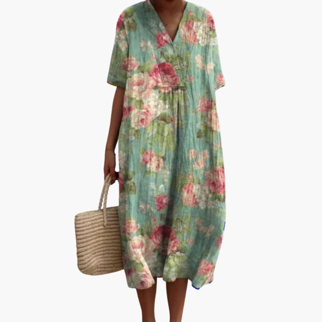 Floral Summer Midi Dress - Lightweight Cotton for Women