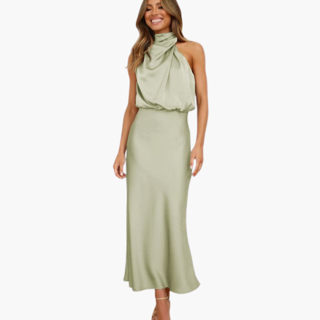 Chic Halter Neck Dress for Women - Elegant Evening Look