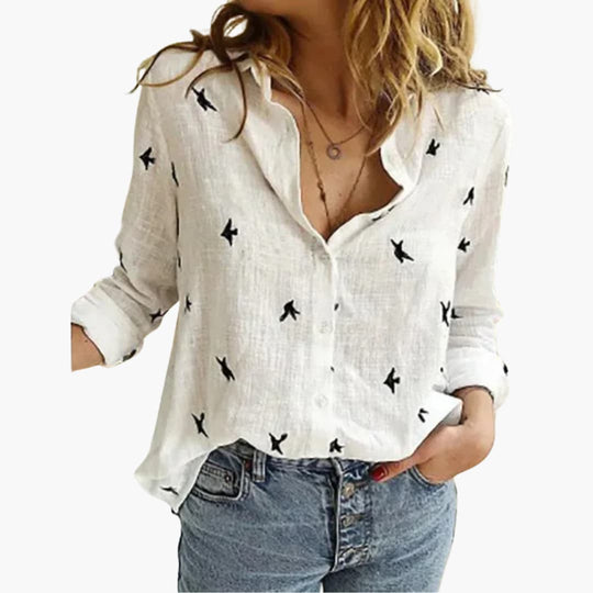 Vintage Floral Blouse - Women's Retro Style Button Shirt