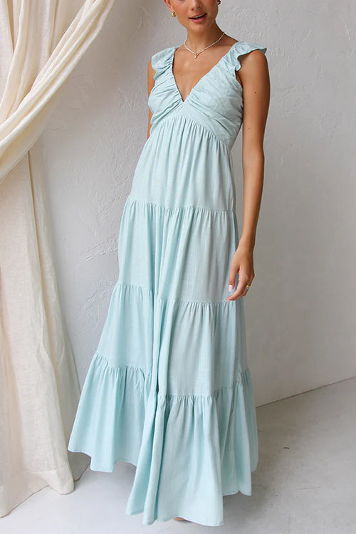 Juliet - V-neck maxi dress with ruffle