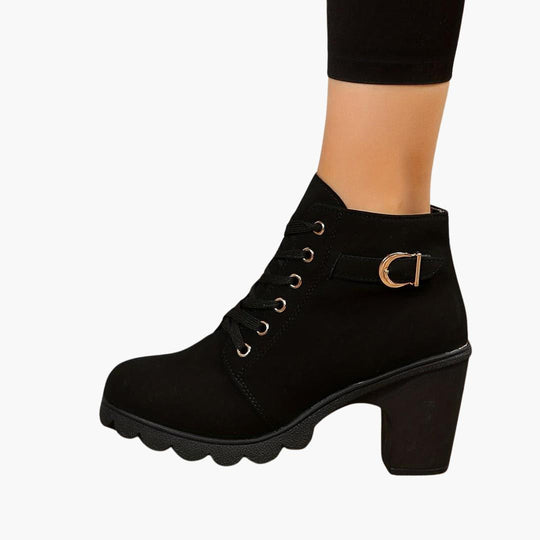 Suede Heeled Ankle Boots – Women's Stylish Winter Footwear