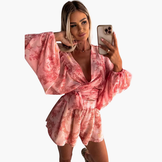 Tropical Wrap Playsuit - Lightweight Women’s Beach Outfit