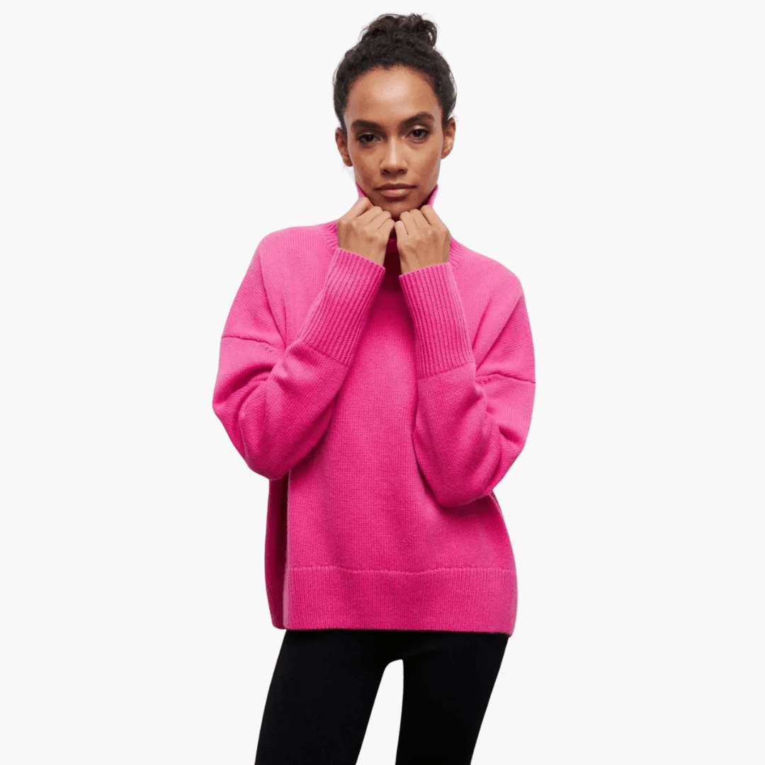 Slim Fit Turtleneck Jumper for Women - Ribbed Knit Style