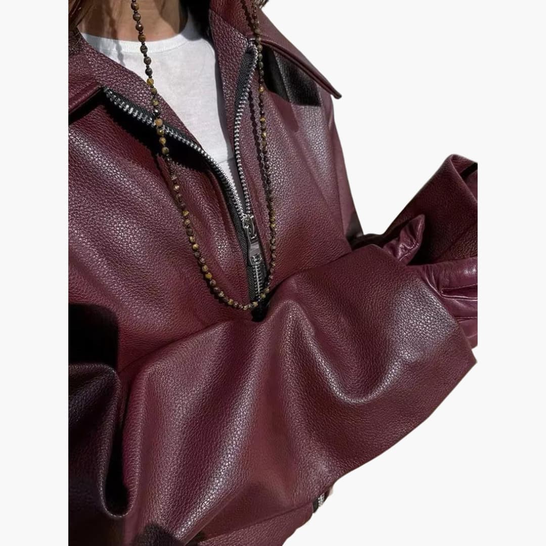 Textured Bomber Jacket for Women - Zip Up with Chic Collar