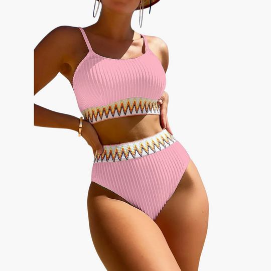 Ribbed High Waist Bikini - Women’s Flattering Swimwear Set