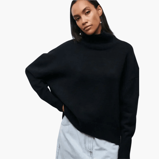 Slim Fit Turtleneck Jumper for Women - Ribbed Knit Style