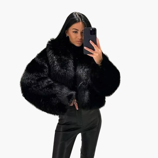 Luxurious Faux Fur Jacket - Women's Winter Elegance