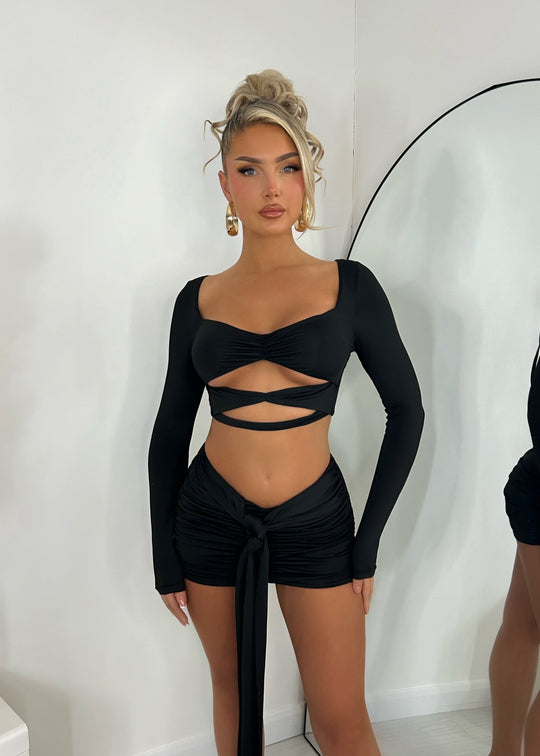 Rave on Repeat Two Piece Set - Black