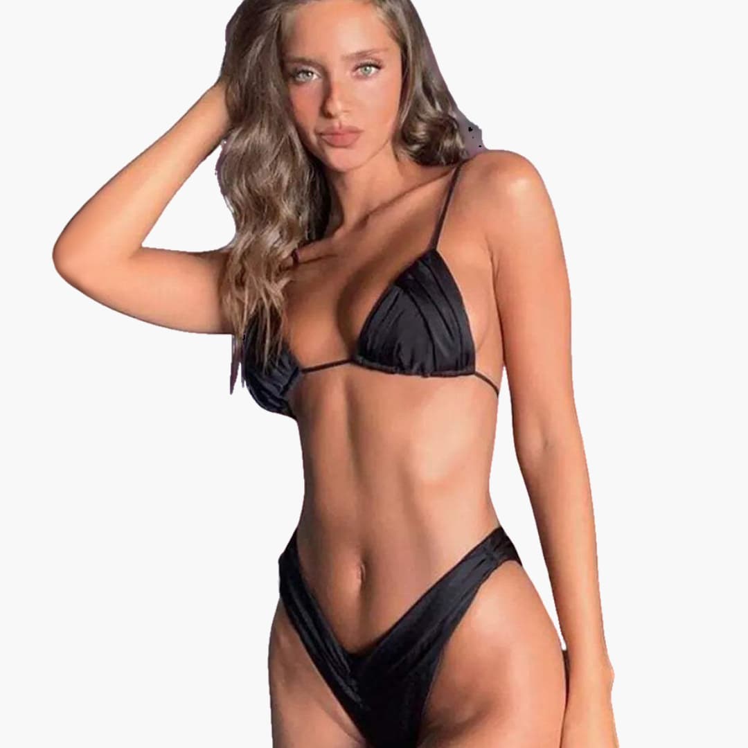 Women’s cotton blend bikini set with adjustable straps