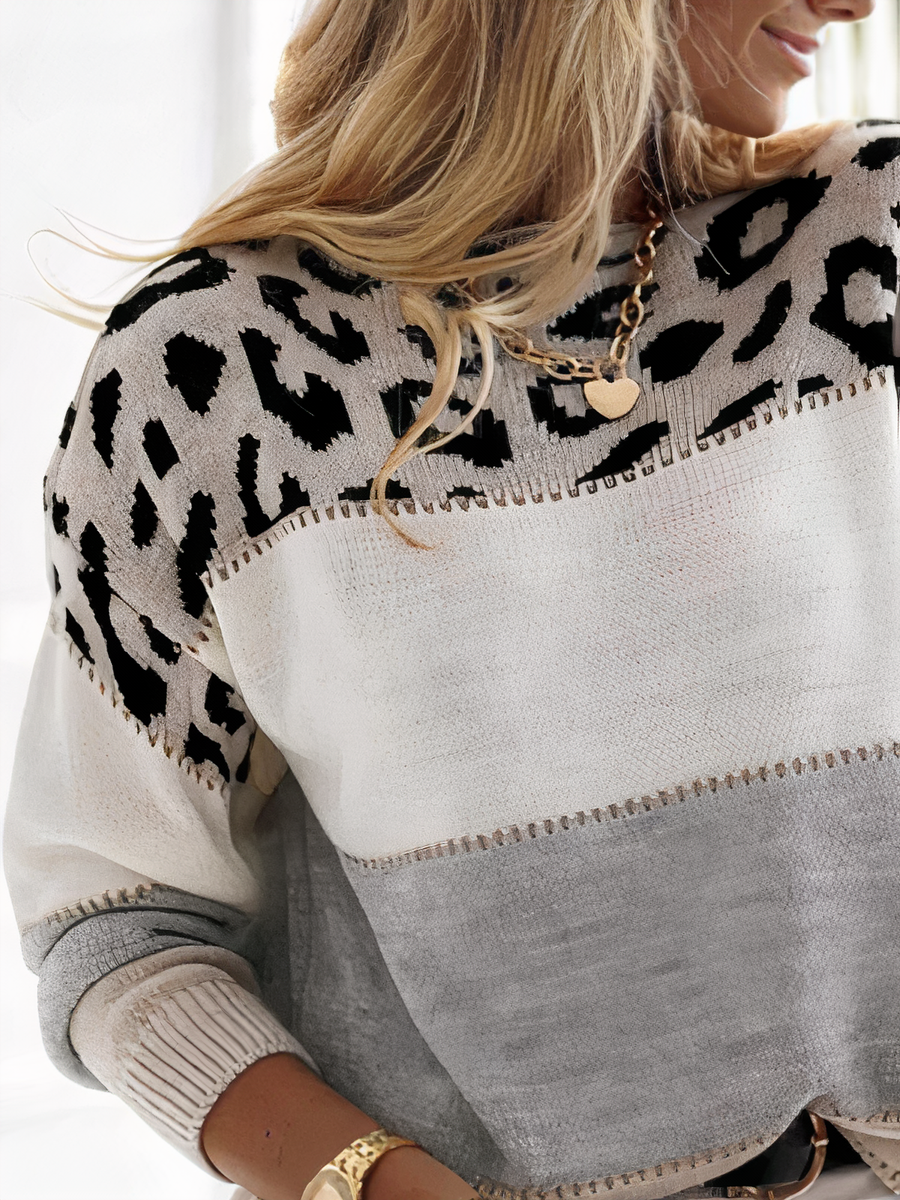 NYMPHA ||| SWEATER WITH LEOPARD PRINT