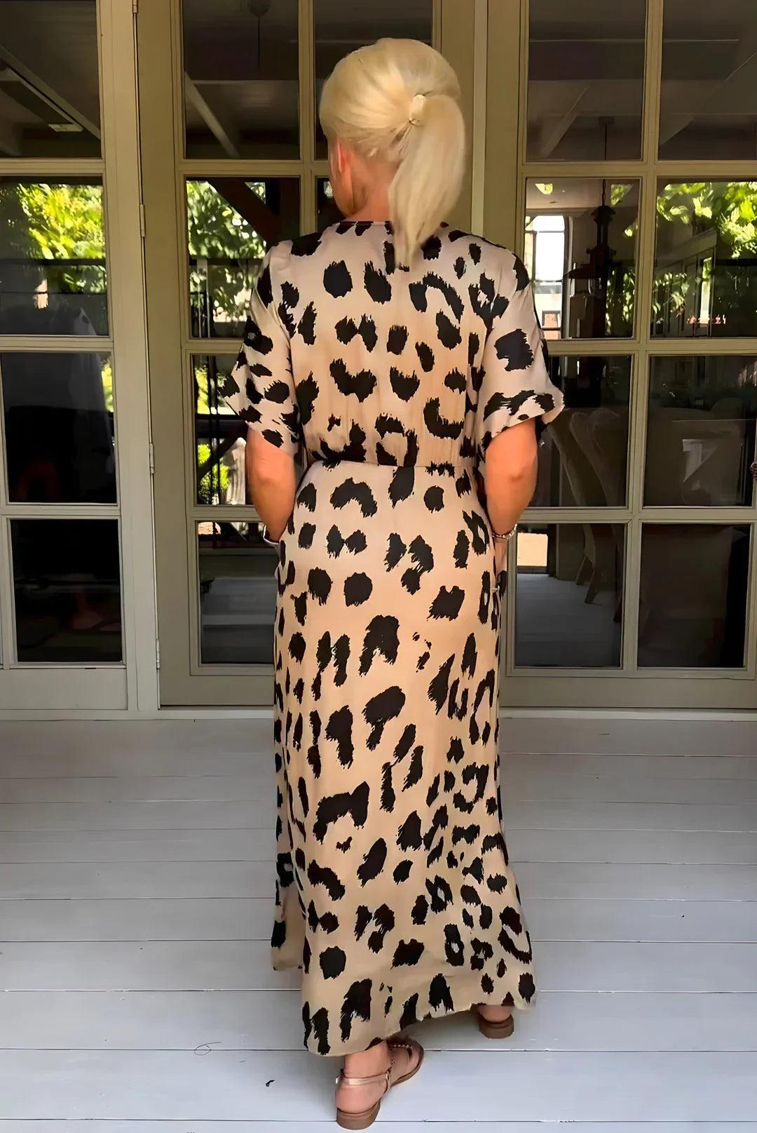 Yara - Elegant Panther Print Dress