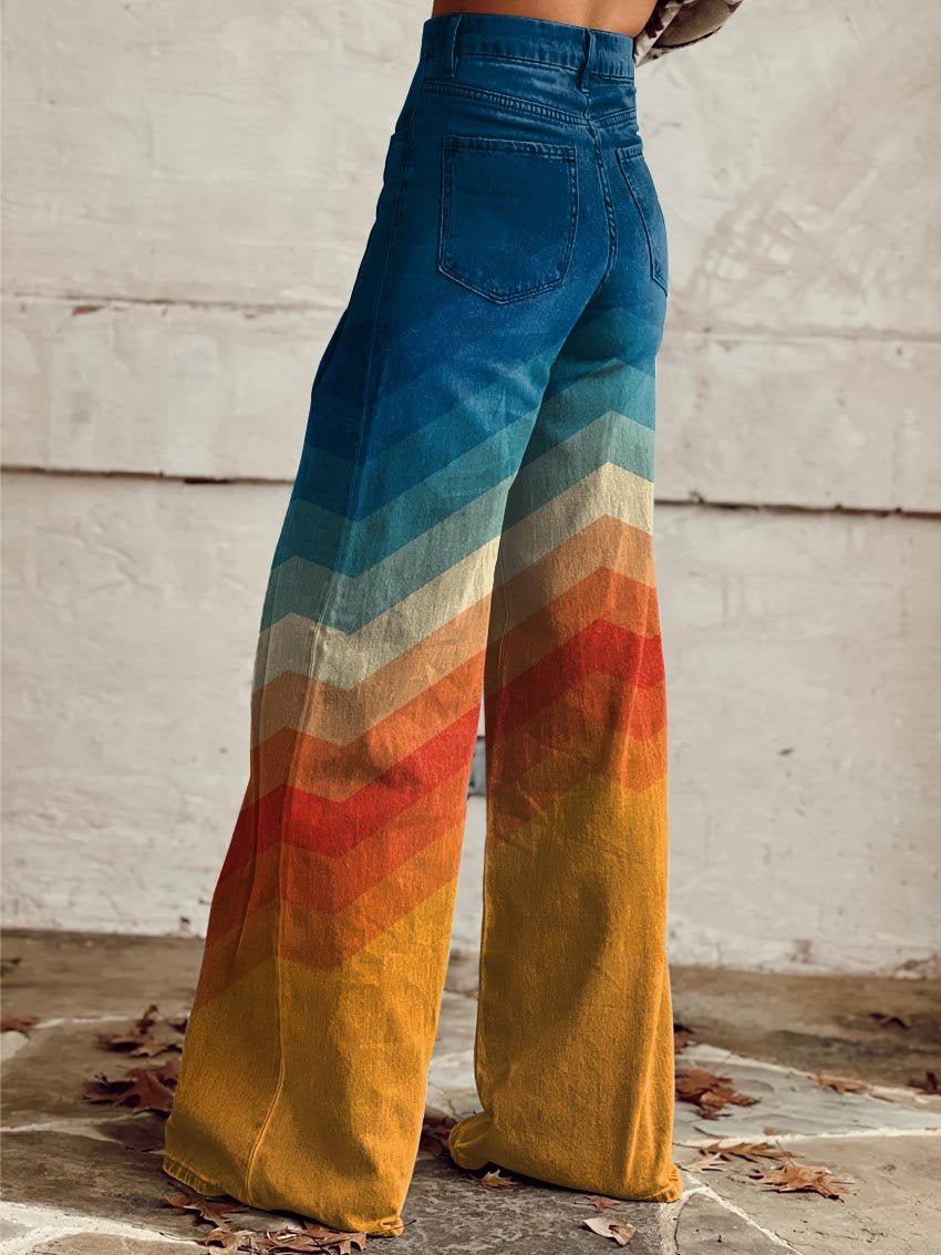 Julia™ | Retro Chevron Wide-Leg Trousers