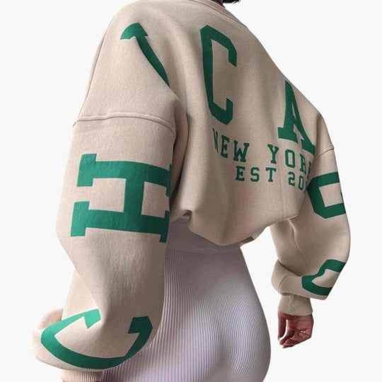 Relaxed Fit Chicago Hoodie - Graphic Pullover for Women