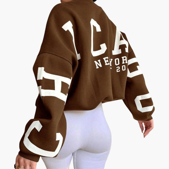 Relaxed Fit Chicago Hoodie - Graphic Pullover for Women