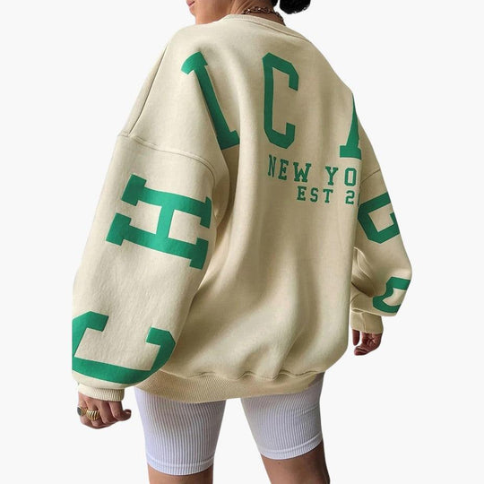 Relaxed Fit Chicago Hoodie - Graphic Pullover for Women
