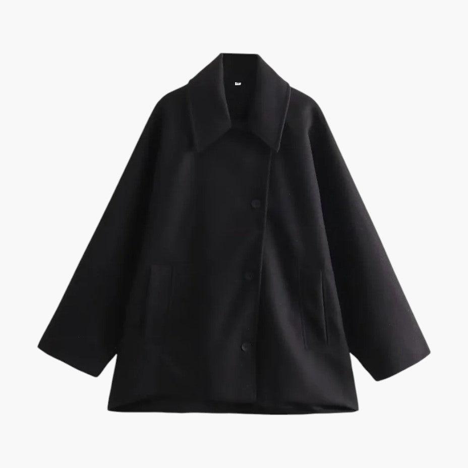 Wool Blend Button Coat – Women's Classic Winter Style