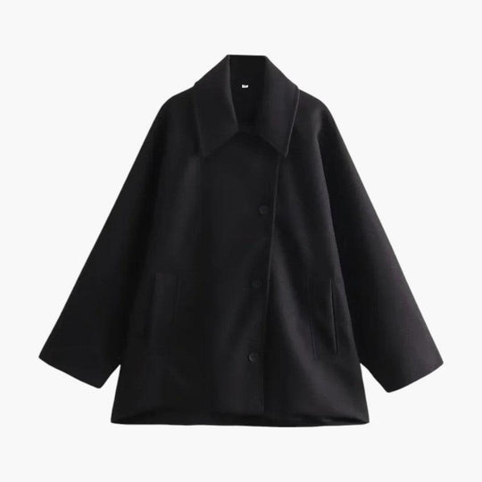 Wool Blend Button Coat – Women's Classic Winter Style